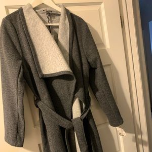 This is a large grey sweater.